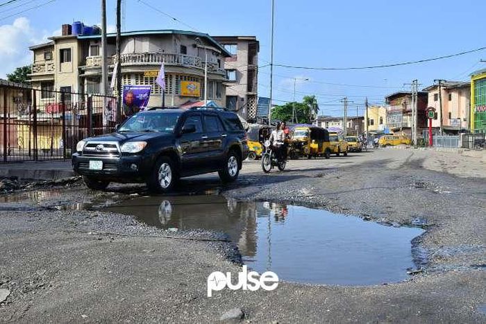 A bad road section in Lagos
