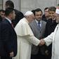 Pope Francis met mufti Rahmi Yaran at Istanbul's Blue Mosque in November 2014