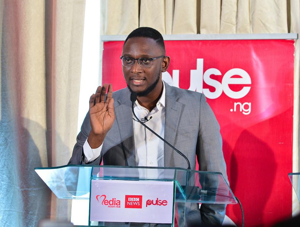 Ferdinand Adimefe of the Alliance for New Nigeria (ANN) at a debate for candidates contesting for the Eti-Osa constituency seat in the House of Representatives