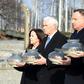 US Vice President Mike Pence (2nd L) passed through the Auschwitz camp's infamous "Arbeit macht frei" ("Work makes you free") gate before laying a wreath at the death wall where the Nazis executed thousands of people