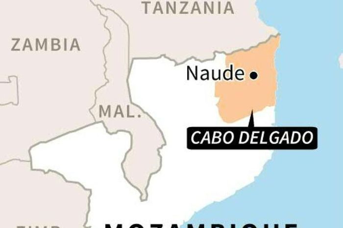 Map of Mozambique locating Cabo Delgado province