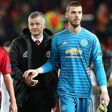 Juan Mata, Ole Gunnar Solskjær and David de Gea (Man United via Getty Images)