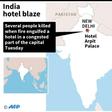 Map showing New Delhi in India where several people were killed in a hotel fire on Tuesday.