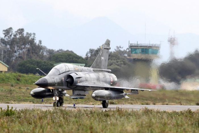 French Mirage 2000 jets like this one destroyed about 20 pickup trucks belonging to jihadist fighters when they struck a rebel convoy crossing into Chad from Libya, the French military said