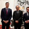 Spanish deputy prime minister Carmen Calvo (L, pictured December 2018 with Prime Minister Pedro Sanchez, 2L) and Catalan vice president Pere Aragones (R) met in Madrid to try to re-build ties broken in an October 2017 secession attempt