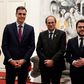 Spanish deputy prime minister Carmen Calvo (L, pictured December 2018 with Prime Minister Pedro Sanchez, 2L) and Catalan vice president Pere Aragones (R) met in Madrid to try to re-build ties broken in an October 2017 secession attempt