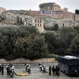 Ahead of the name change vote, Communist Party activists hung giant banners outside the Acropolis in Athens reading: "No to the Tsipras-Zaev agreement"