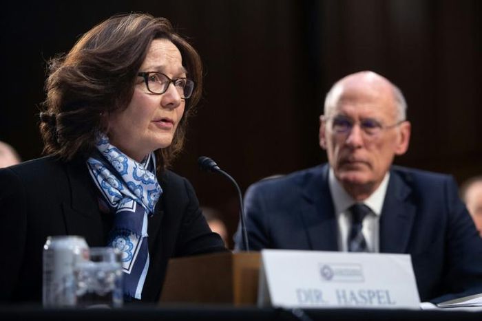 Gina Haspel (L), director of the Central Intelligence Agency (CIA), and Daniel Coats, director of National Intelligence, testify on Worldwide Threats during a Senate Select Committee on Intelligence hearing