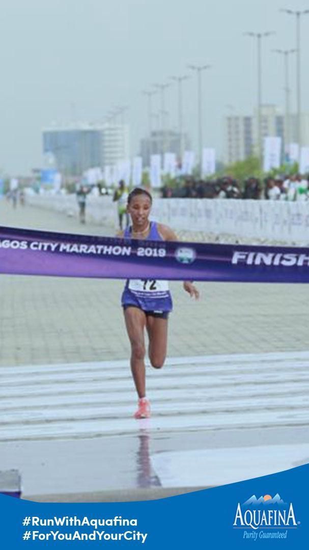 Dinke Meseret finished 1st in the women’s 42km race