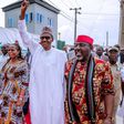 President Muhammadu Buhari with Governor Rochas Okorocha and other APC chieftains on a campaign tour