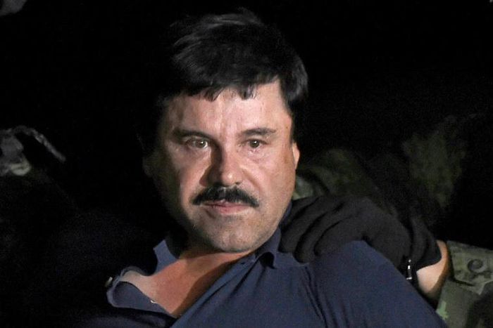 Drug kingpin Joaquin "El Chapo" Guzman -- seen here in January 2016 following his recapture in Mexico -- is on trial in the United States for drug trafficking