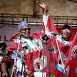 President Muhammadu Buhari (left), Dr Kayode Fayemi (middle) and APC national chairman, Adams Oshiomhole (right) at the APC mega rally in Ekiti, July 10, 2018