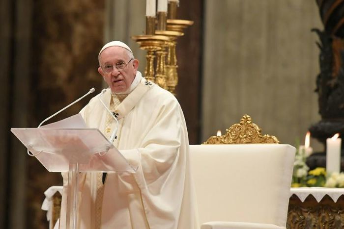 Pope Francis celebrates a holy mass as part of the 23rd World Day for Consecrated Life at St. Peter's basilica in the Vatican on February 2, 2019