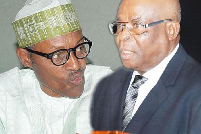 Buhari vs. Onnoghen. (Nigerian Tribune)