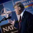 US President Donald Trump gestures at the July 2018 NATO summit in Brussels