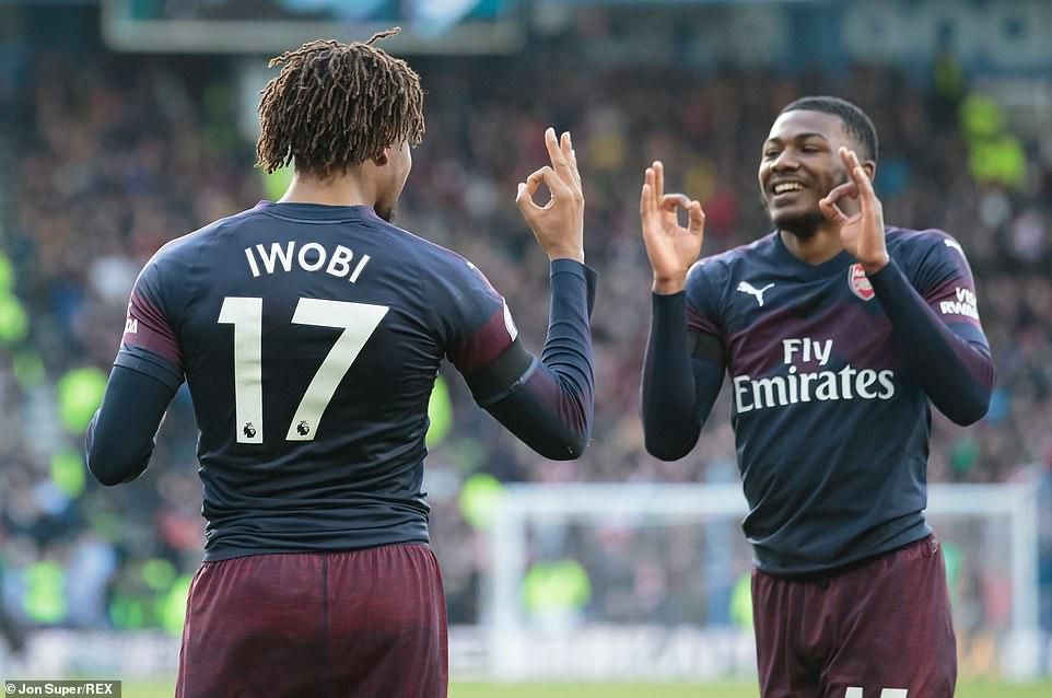 Alex Iwobi and  Ainsley Maitland-Niles (John Super/REX)