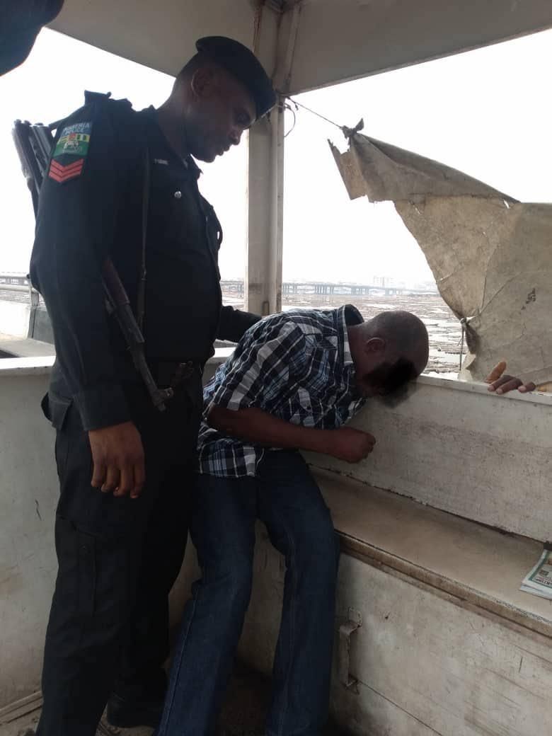 He was rescued by officers on patrol along third mainland bridge