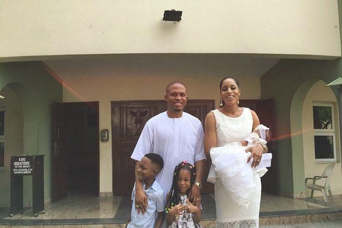 It is a happy picture of a family of five on Friday, February 1, 2019, when Naeto C baptized his second daughter who is also his third child. [Instagram/nicolechikwe]