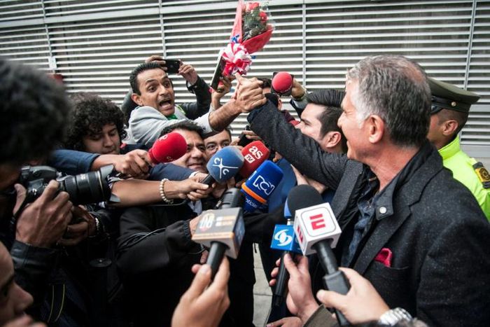 Welcome party: Carlos Queiroz arrives in Bogota to take up his new job as coach of Colombia
