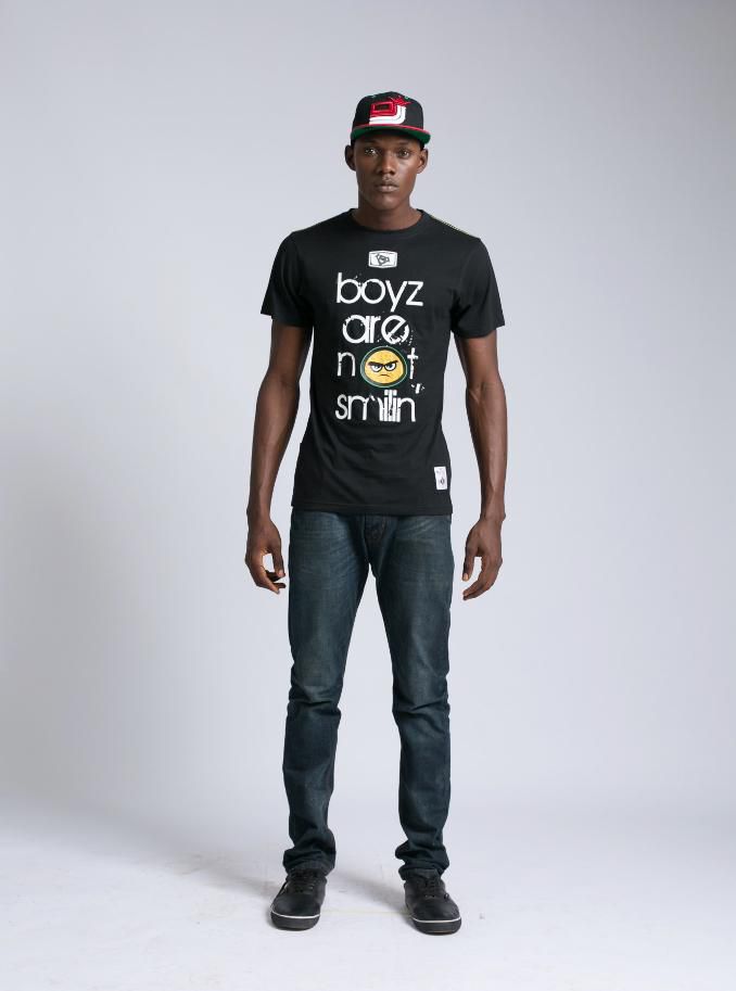 "Boys Are Not Smiling," became a Nigerian slang for the struggle and a reference that got knock-off makers rich. (Marco Martinez Clothing)