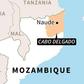 Map of Mozambique locating Cabo Delgado province