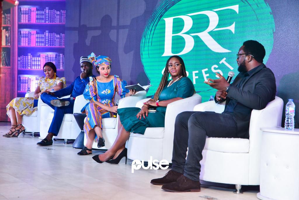 Panelists (from right) Yomi Adedeji, Ifedayo Durosimi-Etti, Fakhrriyyah Hashim, Akintunde Oyebode and Nkiru Achukwu at BRF GABFEST 2. Pulse