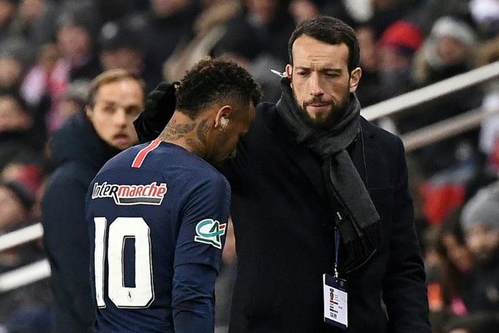 Neymar came off injured in a French Cup tie against Strasbourg last Wednesday