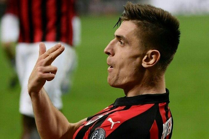 Trigger-happy: Polish forward Krzysztof Piatek scored his seventh goal in six games for AC Milan