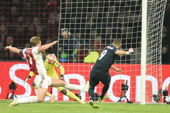 Karim Benzema scored Real Madrid's opening goal in Amsterdam