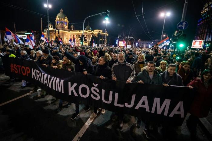 Protesters at one rally held a banner reading 'Stop to bloody shirts', a reference to an attack last November on an opposition politician that set off this round of protests