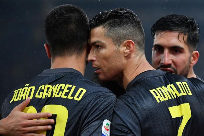 Cristiano Ronaldo and Joao Cancelo rescued Juventus after midfielder Emre Can (right) turned into his own net
