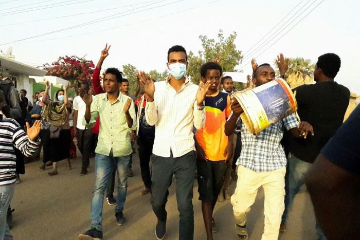 Sudanese protesters chant slogans during a demonstration against President Omar al-Bashir in the capital Khartoum's twin city of Omdurman on January 29, 2019