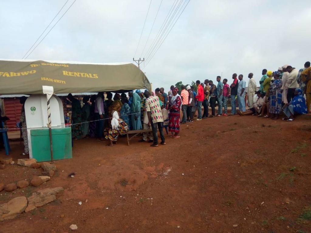 Voters waiting to vote during the Ekiti governorship election.