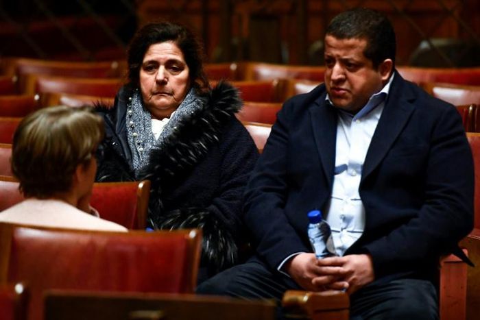 Annie Adam (L), a mother whose son died from wounds in Belgium's Jewish museum attack, testified at the terror trial of the alleged gunman