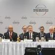 Israel's Prime Minister Benjamin Netanyahu (L) sits next to Yemen's Foreign Minister Khalid al-Yamani at a conference in Poland focused on the Middle East on February 14, 2019