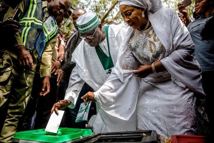 Atiku, Wife Cast Their Votes In Adamawa