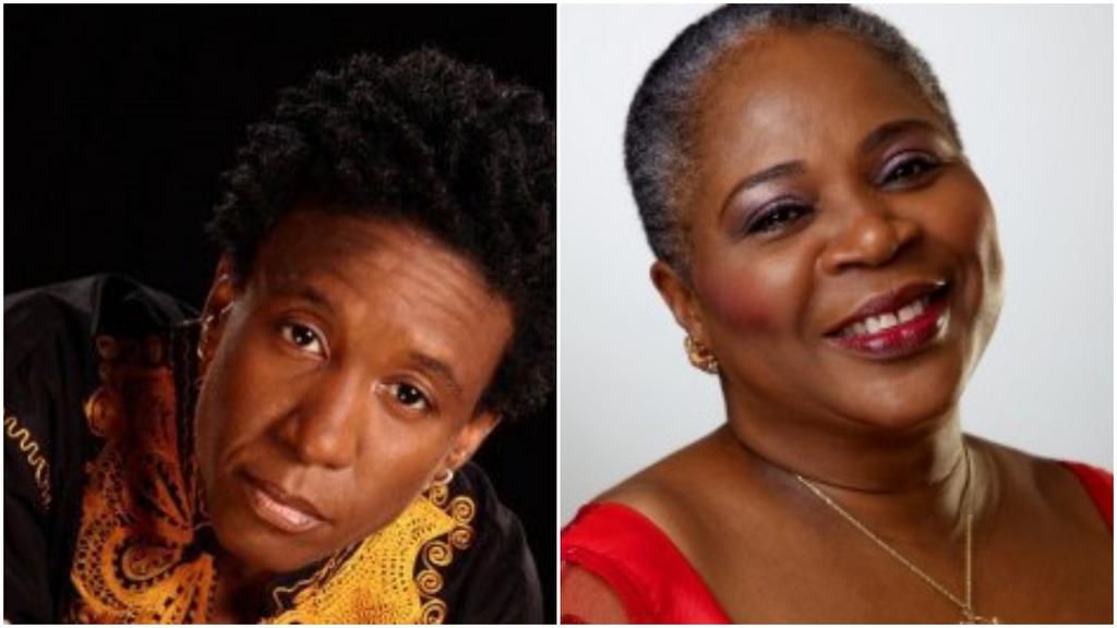 Weird MC and Onyeka Onwenu. (Eyevo/Info Nigeria)