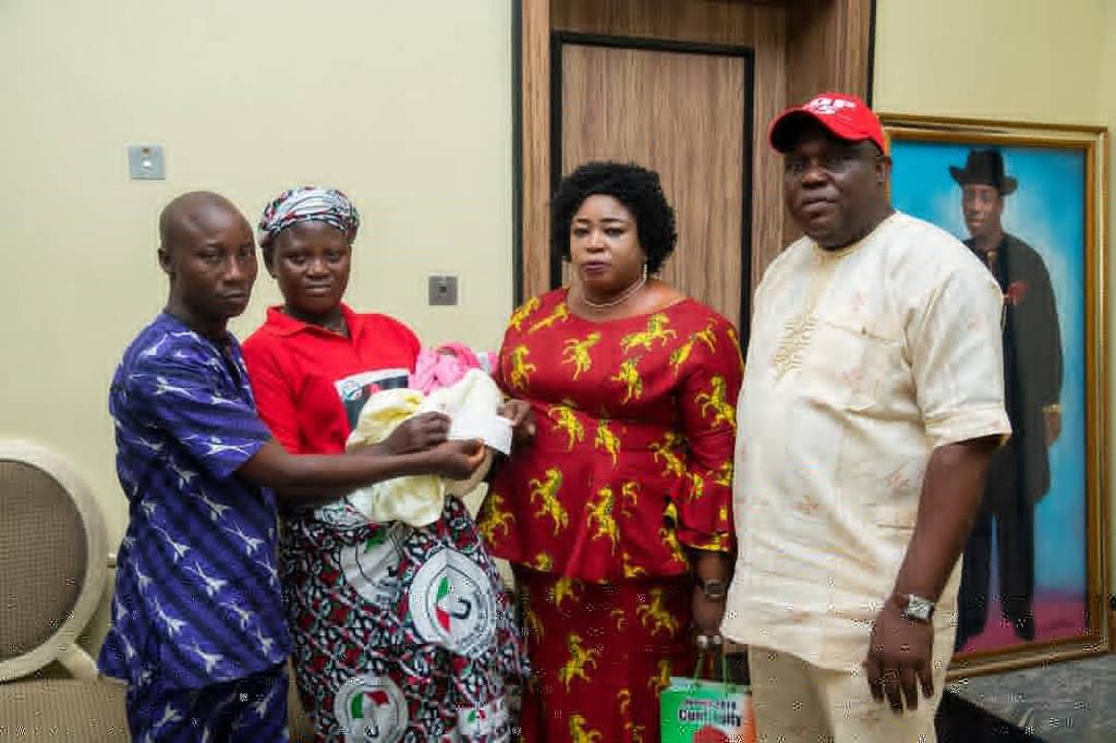 Okowa presents two million naira to baby born at PDP campaign rally