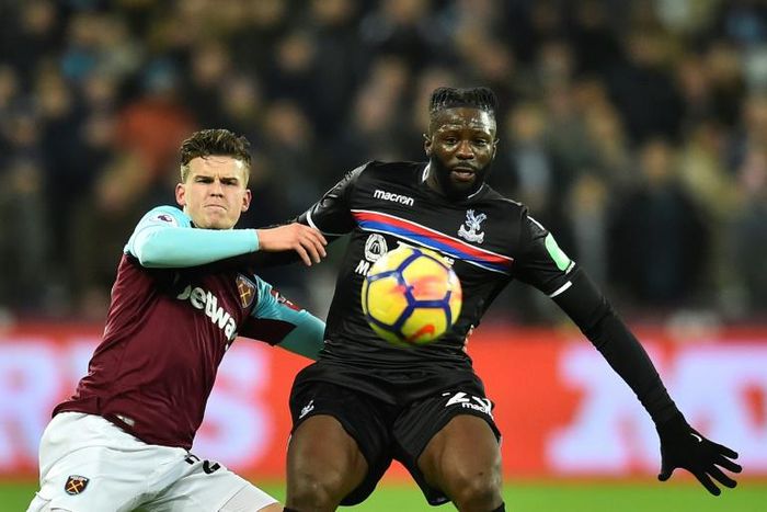 Bakary Sako (R) pictured in action for Crystal Palace against West Ham in January last year, has returned to the Eagles