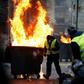 "Yellow vest" protesters in the northern French city of Rouen, where a journalist was beaten by a crowd on Saturday