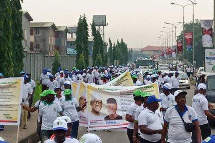 Nigeria Airways ex-workers stage rally for Buhari’s re-election