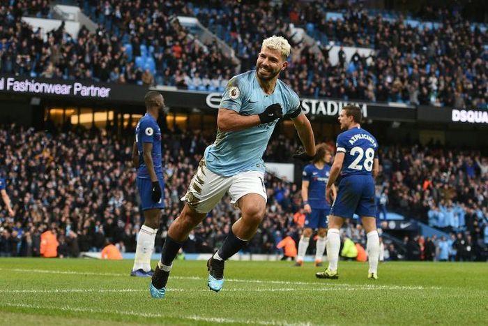 Manchester City's Sergio Aguero scored a hat-trick in a 6-0 thrashing of Chelsea on Sunday