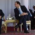 Tunisian President Beji Caid Essebsi (L) and Prime Minister Youssef Chahed attend the Tunisian naval forces military intervention drill on June 25, 2018