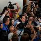 Venezuela's self-proclaimed acting president Juan Guaido leaves a church mass in Caracas