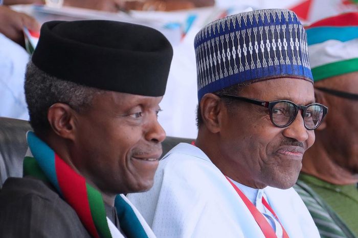 Vice President, Yemi Osinbajo (left) with President Muhammadu Buhari