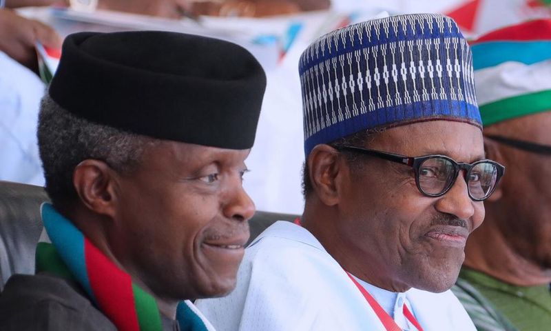 Vice President, Yemi Osinbajo (left) with President Muhammadu Buhari