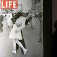 In the famous image, one of four taken by Alfred Eisenstaedt for Life magazine, George Mendonsa is seen ecstatically bending over and kissing a woman in a white nurse's uniform
