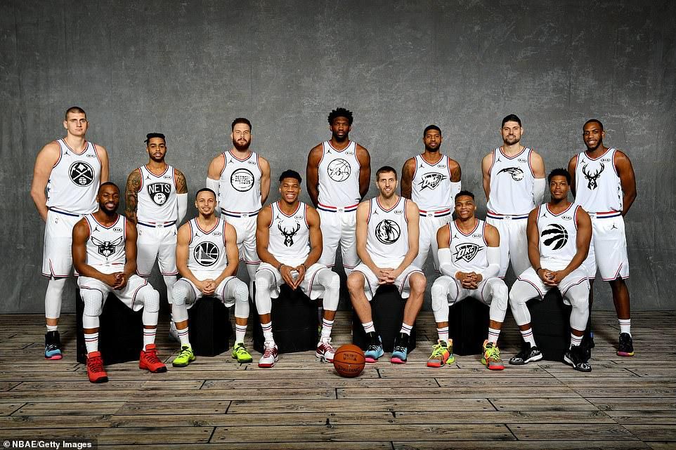 Team Giannis at 2019 All-Star Game (NBAE/Getty Images)