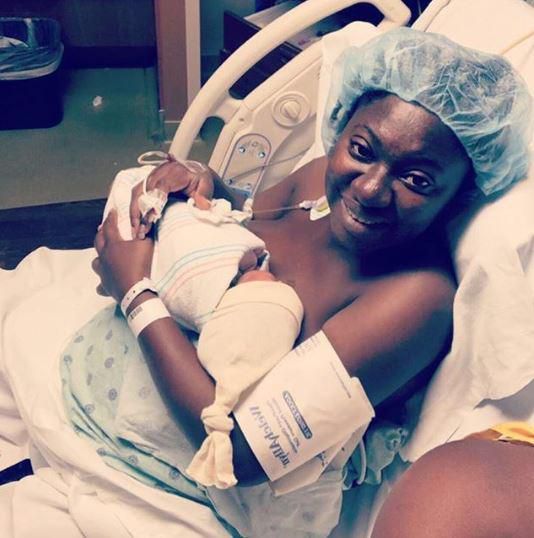 Yvonne Jegede and her new born baby