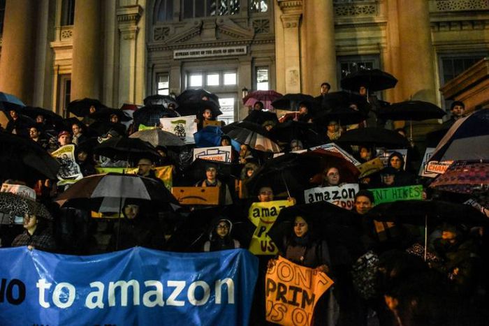 Amazon dropped its plans for a new headquarters in New York City following a series of protests including this one on November 26